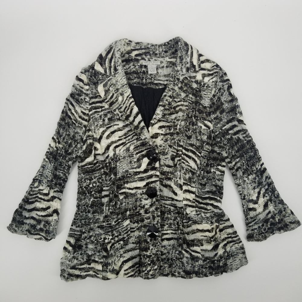 Alberto Makali Knit Animal Print Blazer Jacket